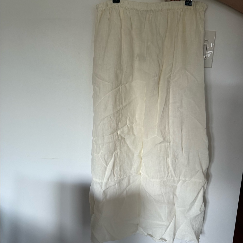 Zara white beige 100% linen midi skirt - Picture 3 of 5